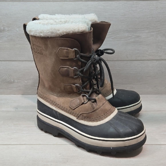 Sorel Mens 40179 Leather Insulated Line Duck Rubber Winter Boots Shoes Sz 9 - Picture 1 of 13